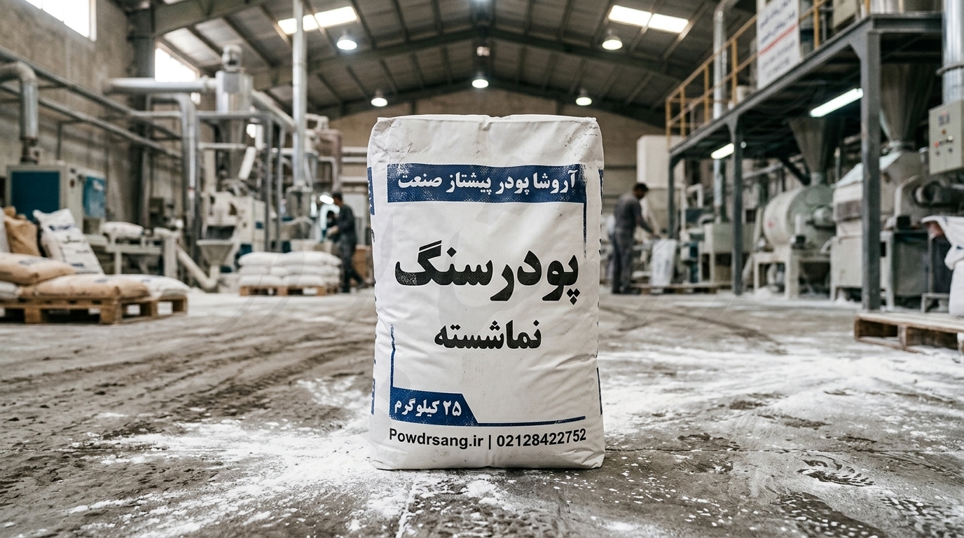 پودرسنگ نماشسته تولید شده از سنگ جوشقان توسط کارخانه پودرسنگ آروشا پودر