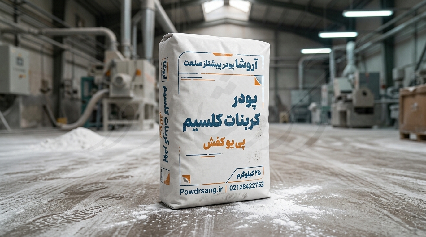 پودر کربنات کلسیم مخصوص پی یو کفش و دمپایی سازی تولید شده در کارخانه آروشا پودر